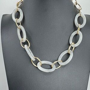 Loft Gold & Marbled Gray Resin Links Necklace - Women Jewelry